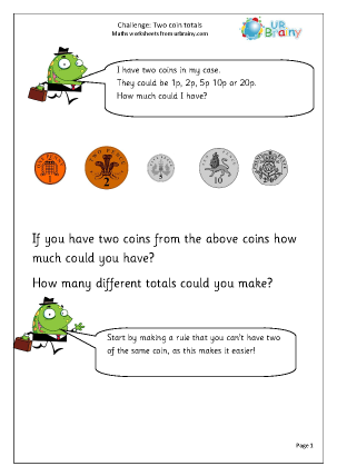 Preview of worksheet Two coin challenge