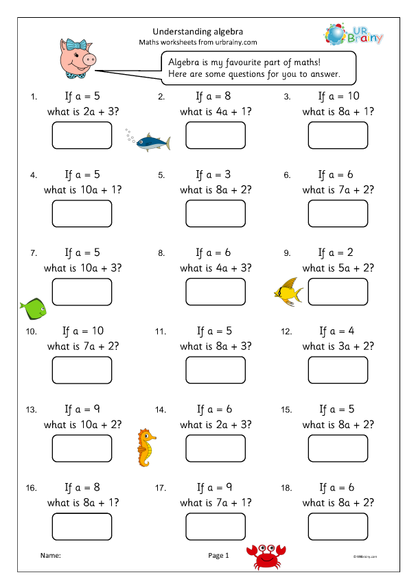 Understanding Algebra Algebra For Year 6 age 10 11 By URBrainy