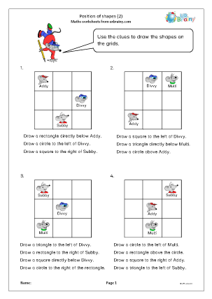 Preview of worksheet Position of shapes (2)
