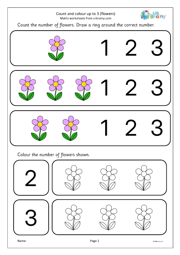 Preview of 'Count and colour up to 3 flowers'