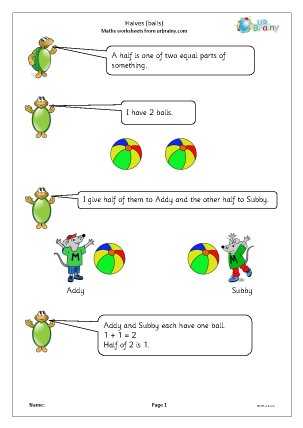 Preview of worksheet Halves (balls)