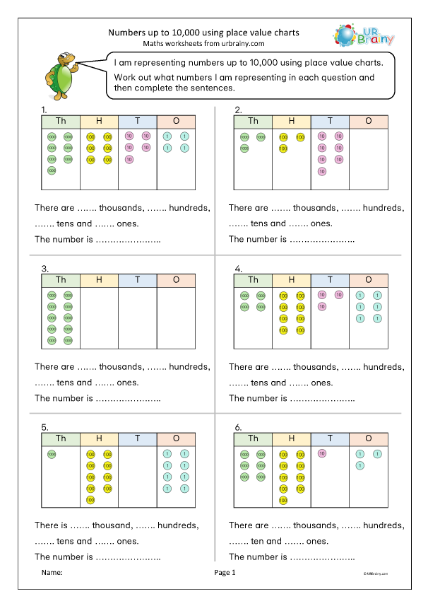 Preview of 'Numbers up to 10,000 using place value charts'