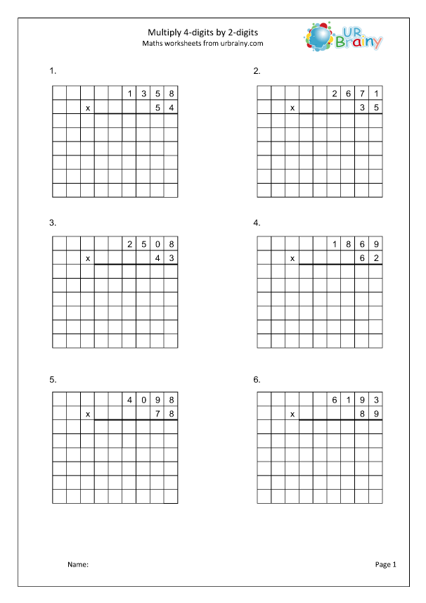 Preview of 'Multiplication 4-digits by 2-digits set out'