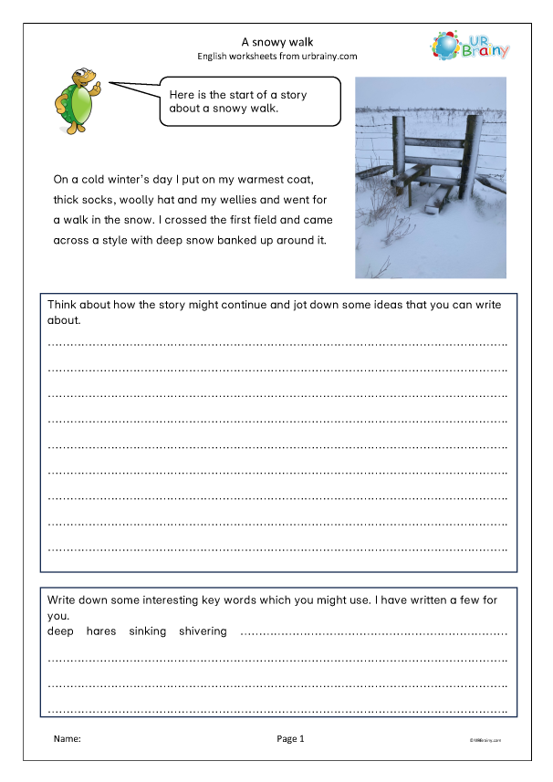 Preview of 'Story writing ideas: snowy walk'