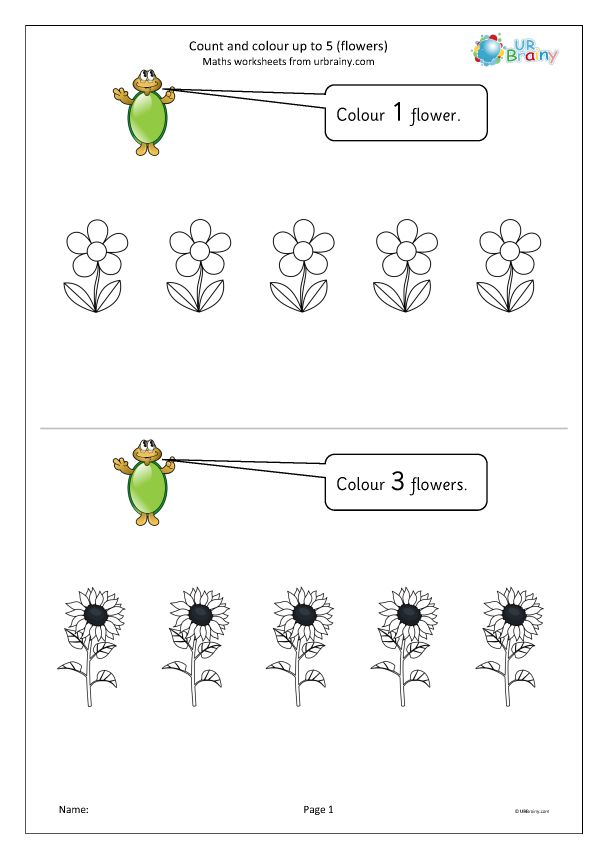 Preview of 'Count and colour up to 5 flowers'