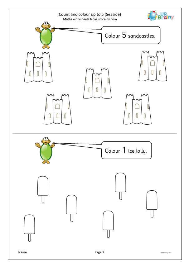 Preview of 'Count and colour up to 5 seaside objects'