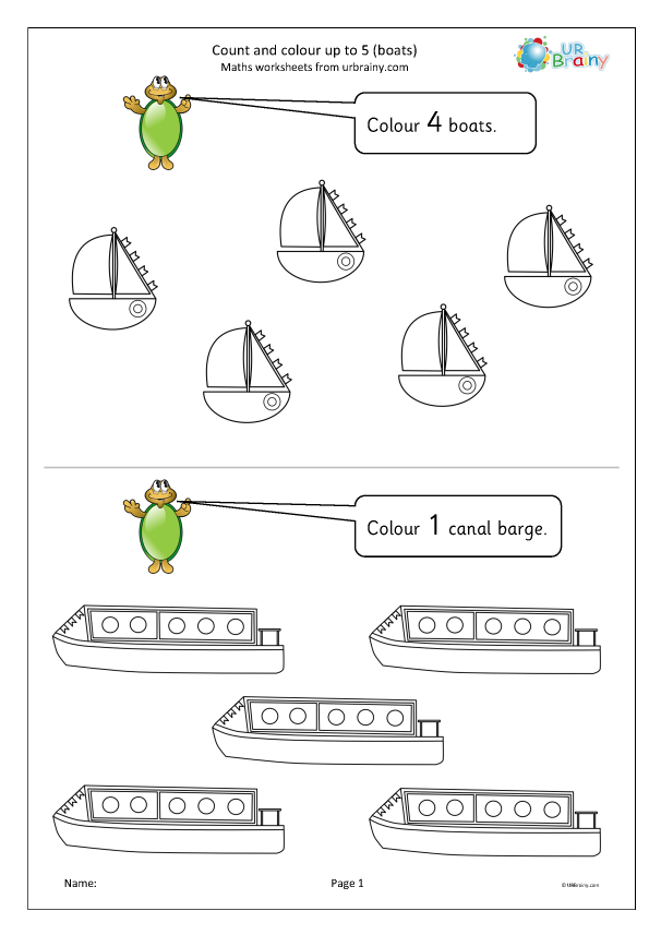 Preview of 'Count and colour up to 5 boats'