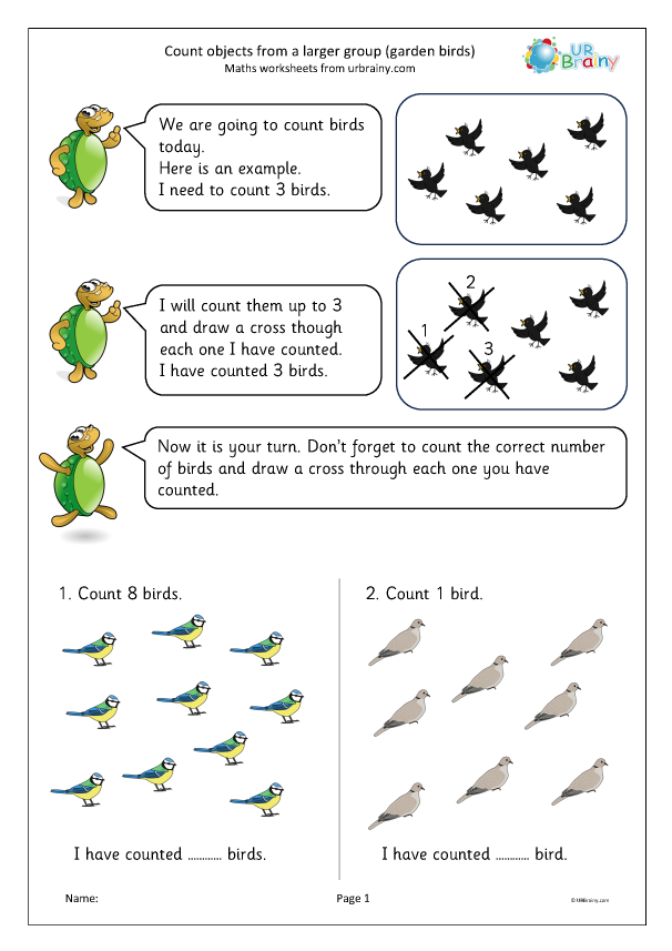 Preview of 'Count objects from a larger group: garden birds'