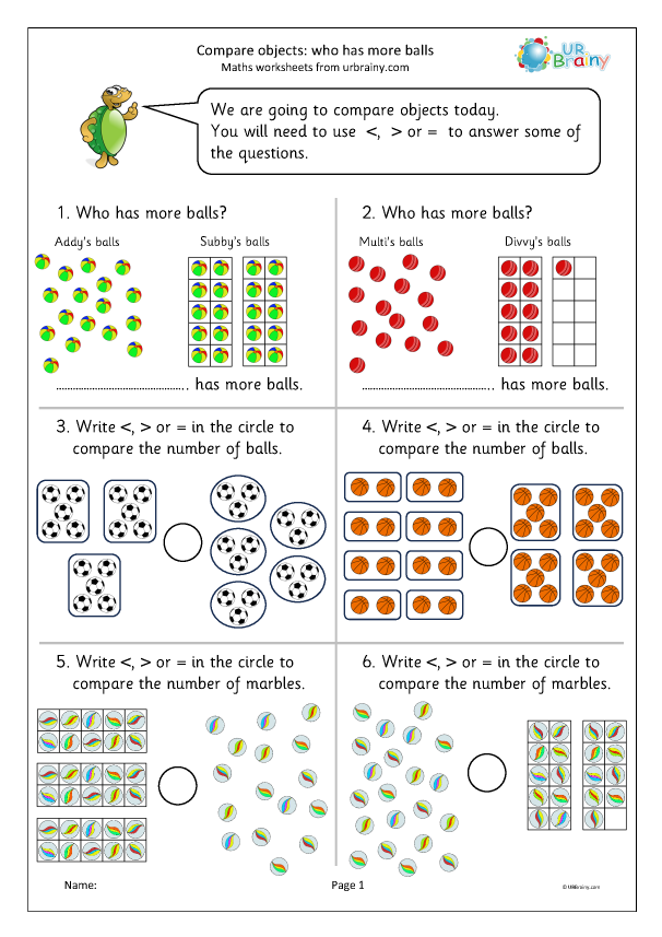 Preview of 'Compare objects: who has more balls?'