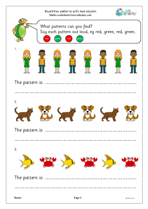 Preview of worksheet Repetitive patterns (2 objects)