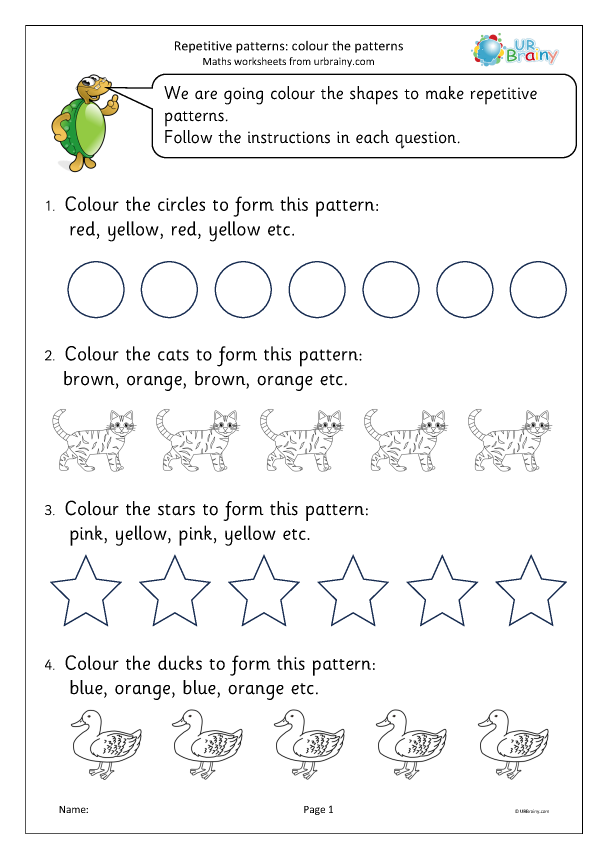 Preview of 'Repetitive patterns: colour the pattern (2 objects)'