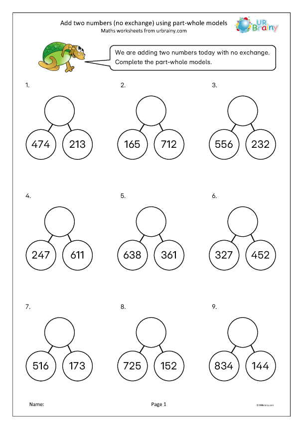 Preview of 'Add two numbers with no exchange (Part-whole models)'