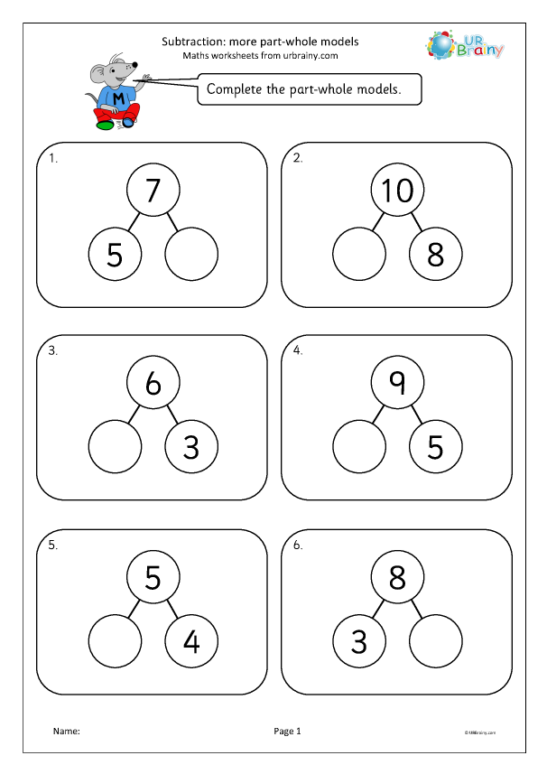 Preview of 'Subtraction: more part-whole models'