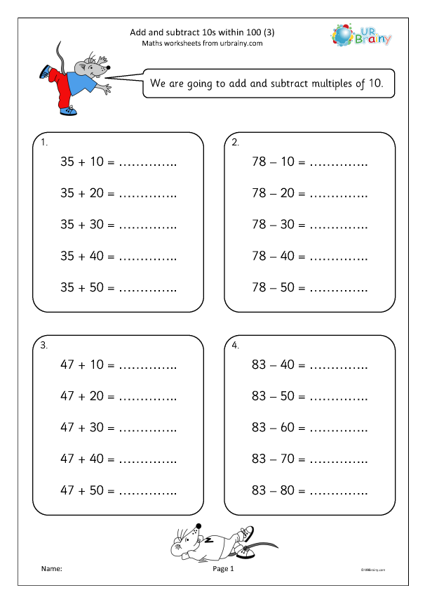 Preview of 'Add and subtract 10s within 100 (3)'