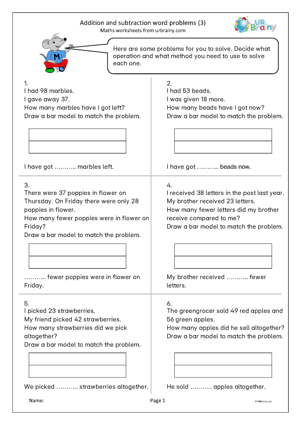 Preview of 'Addition and subtraction word problems (3)'