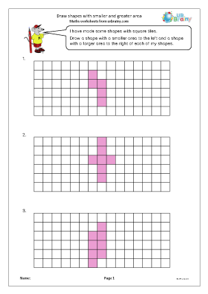 Preview of worksheet Draw shapes with smaller and greater area