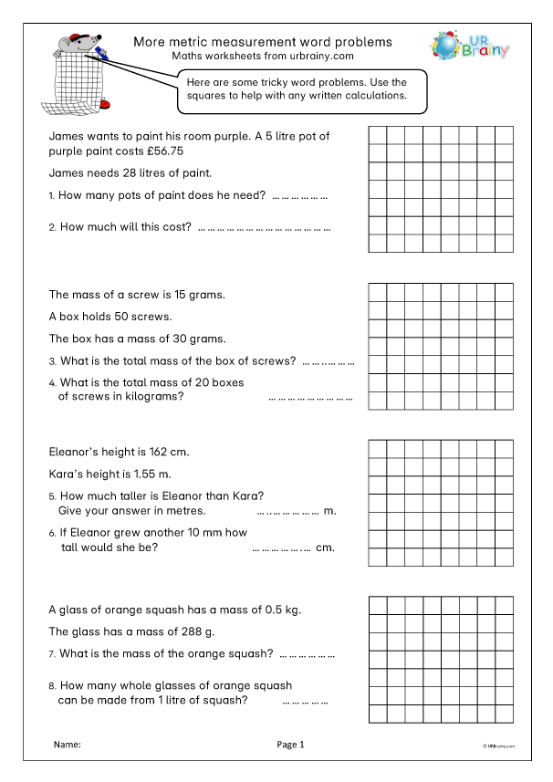 Preview of 'More metric word problems'