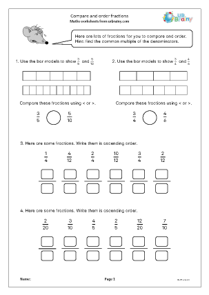 Preview of worksheet Compare and order fractions