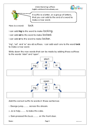 Preview of worksheet Understanding suffixes