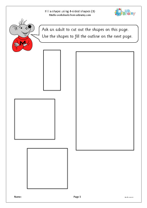 Preview of worksheet Fill a shape using 4 sided shapes (3) b&w