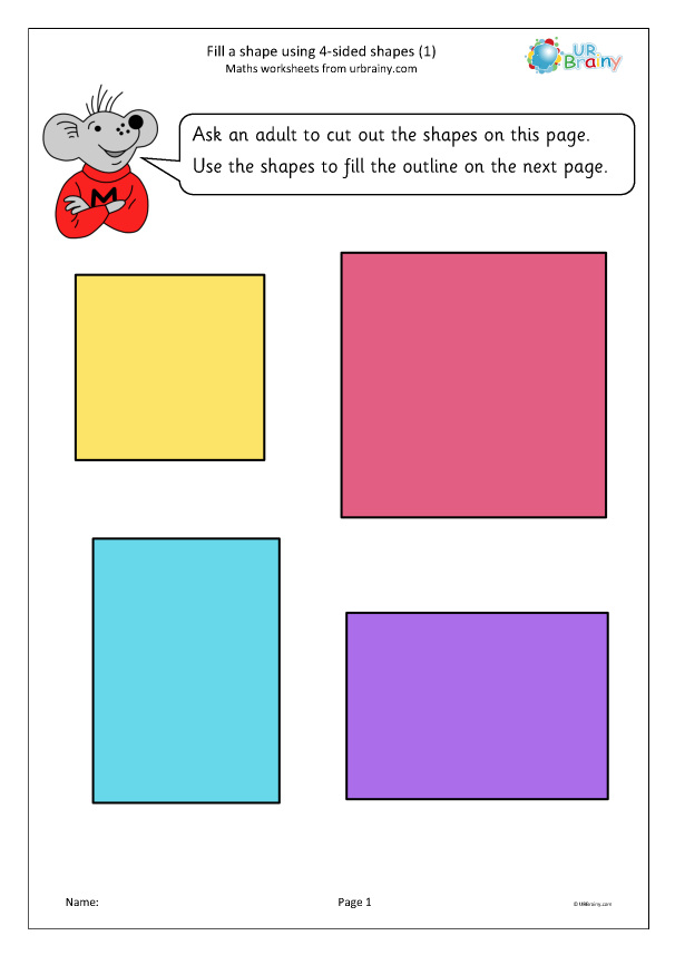Preview of 'Fill a shape using 4 sided shapes (1) coloured'