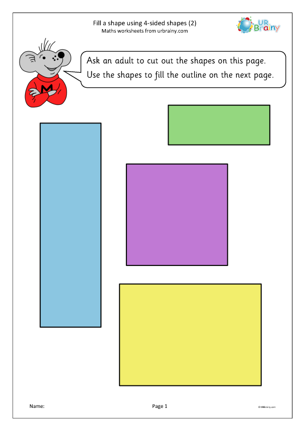 Preview of 'Fill a shape using 4 sided shapes (2) coloured'