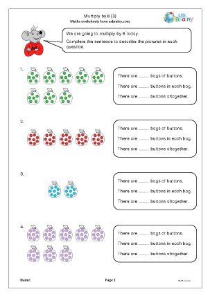 Preview of worksheet Multiply by 8 (3)