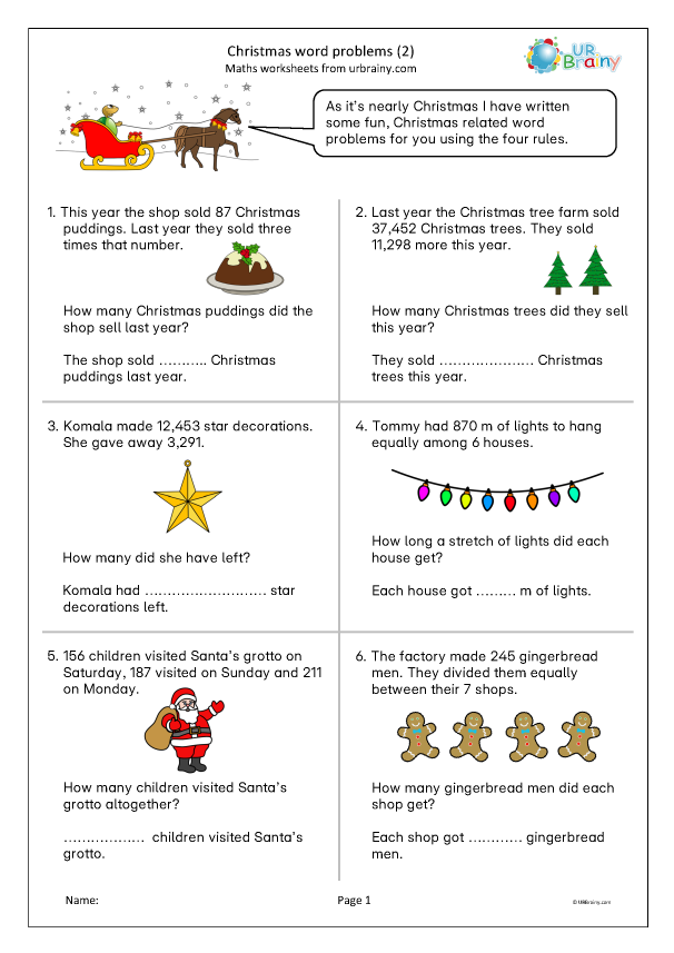 Preview of 'Christmas word problems (2)'