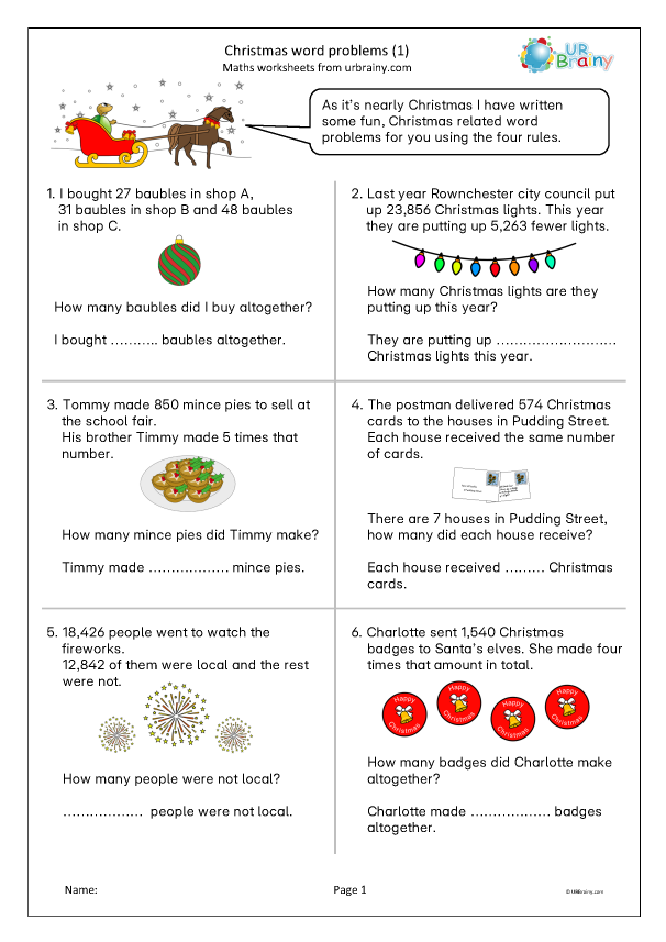 Preview of 'Christmas word problems (1)'