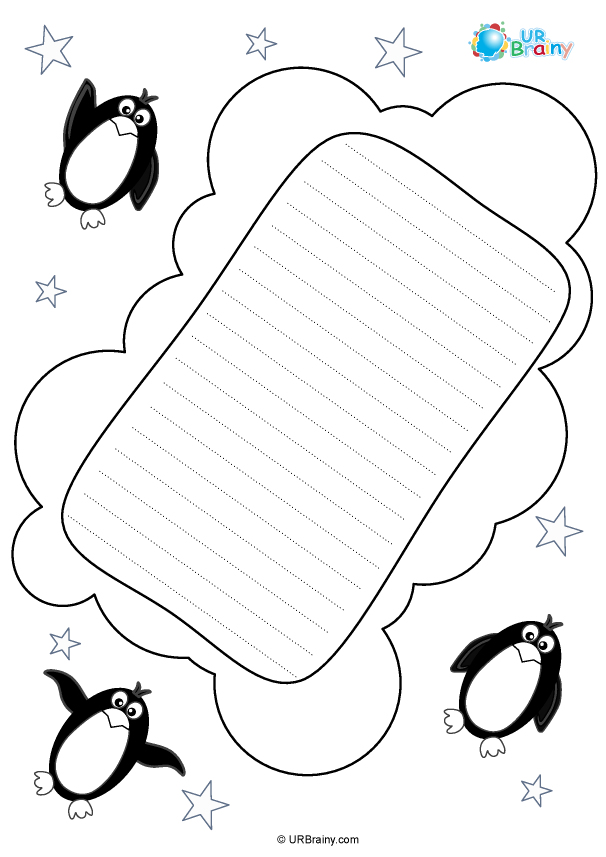 Preview of 'Letter locking featuring penguins (black and white)'