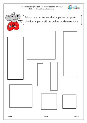 Preview of worksheet Extension: fill a shape using 4 sided shapes (6) b&w