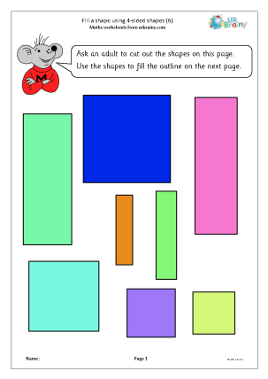 Preview of worksheet Extension: fill a shape using 4 sided shapes (6)