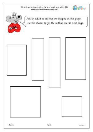 Preview of worksheet Extension: fill a shape using 4 sided shapes (4) b&w