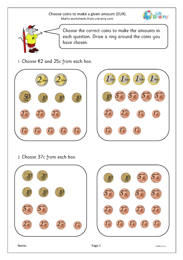 Preview of 'Choose coins to make a given amount (Euros)'
