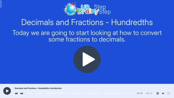 Preview of 'Decimals and fractions - hundredths'