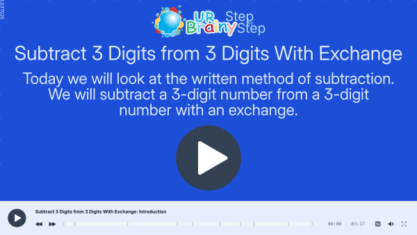 Preview of 'Subtract 3-digits from 3-digits with exchange'