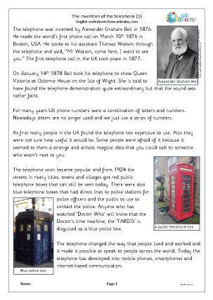 Preview of worksheet Invention of the telephone (1)