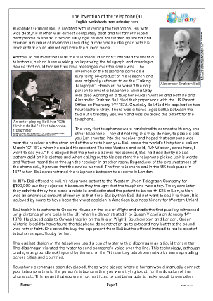 Preview of worksheet Invention of the telephone (3)