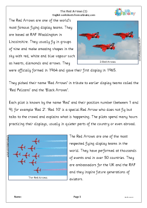Preview of worksheet Red Arrows (1)