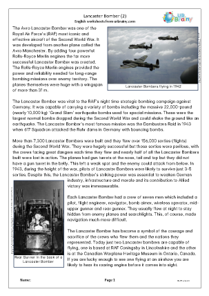 Preview of worksheet 904 Lancaster Bomber (2)