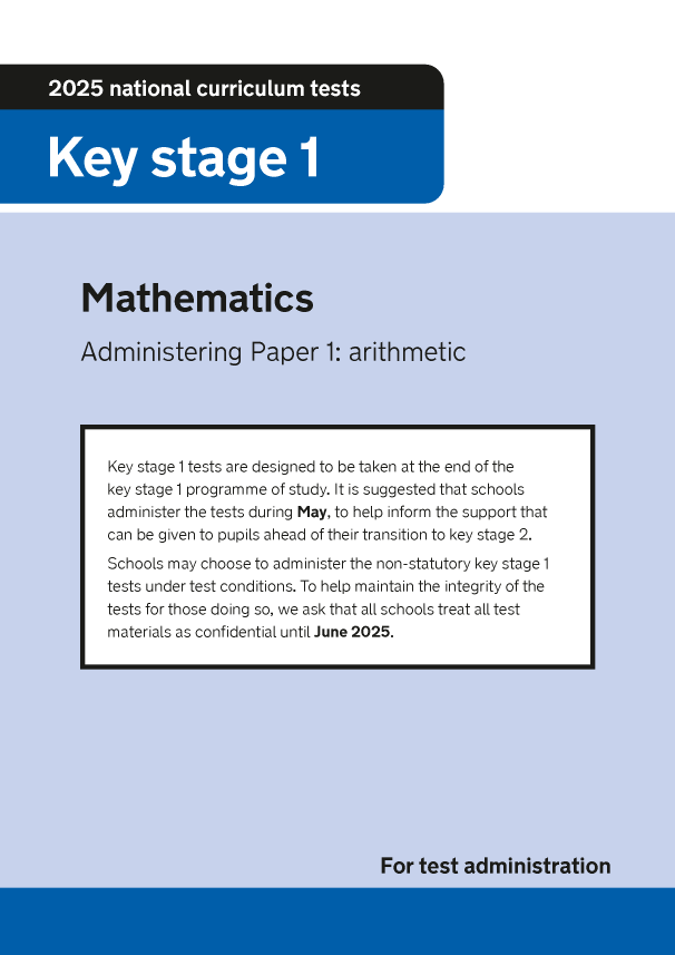 Preview of '2025 KS1 Mathematics Administering Paper 1 Arithmetic'