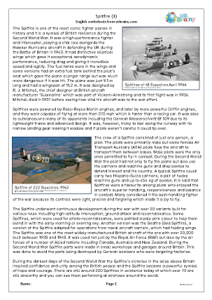 Preview of worksheet The Spitfire (3)