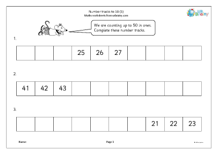 Preview of worksheet Number tracks to 50 (1)