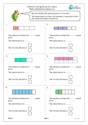Preview of worksheet Fractions: finding the denominators