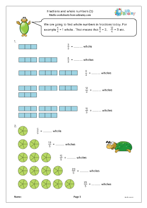 Preview of worksheet Fractions and whole numbers (1)