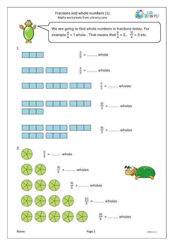 Preview of 'Fractions and whole numbers (1)'