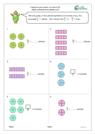 Preview of worksheet Fractions and whole numbers (2)