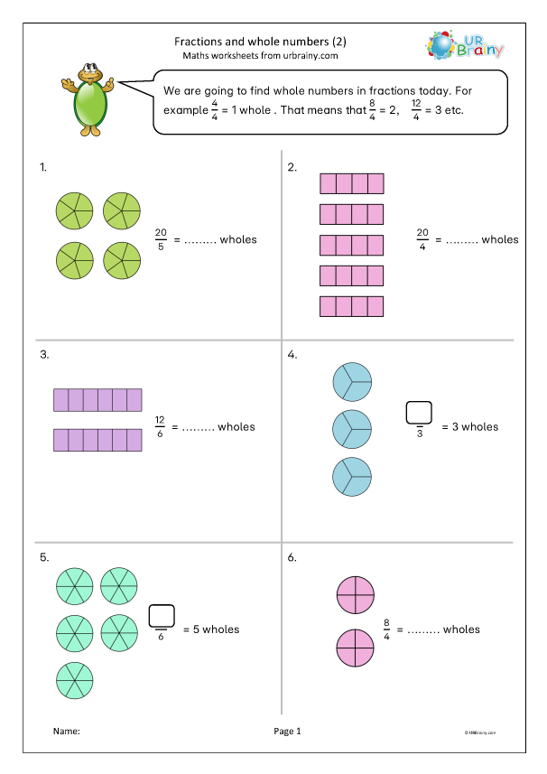 Preview of 'Fractions and whole numbers (2)'
