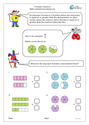Preview of worksheet Improper Fractions