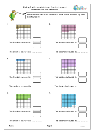Preview of worksheet Finding fractions and decimals